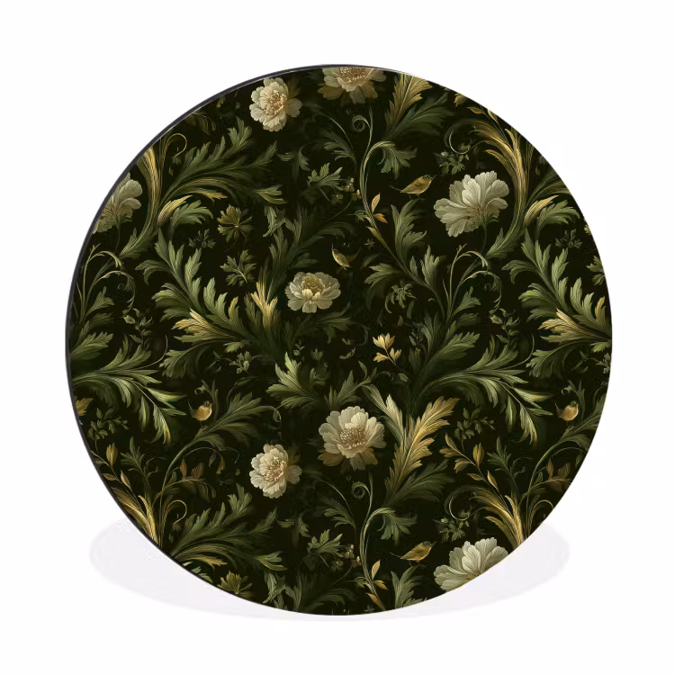 Botanisch - Naadloos - Bloemen Wandcirkel aluminium klein 190 -3d