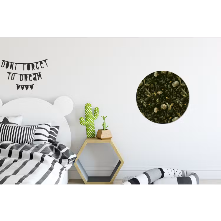 Botanisch - Naadloos - Bloemen Wandcirkel aluminium klein 190 -kinderkamer