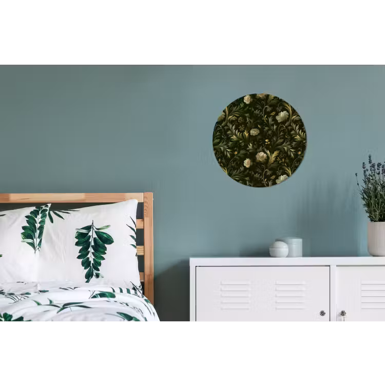 Botanisch - Naadloos - Bloemen Wandcirkel aluminium klein 190 -slaapkamer