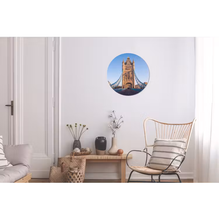 Brug - Toren - Architectuur - Klassiek - Blauw Wandcirkel aluminium klein -woonkamer