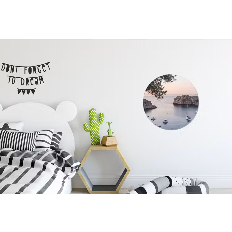 Alu-Dibond-Bild Rund - Bucht – Boote – Sonnenuntergang - Baai - boten - zonsondergang Wandcirkel aluminium klein