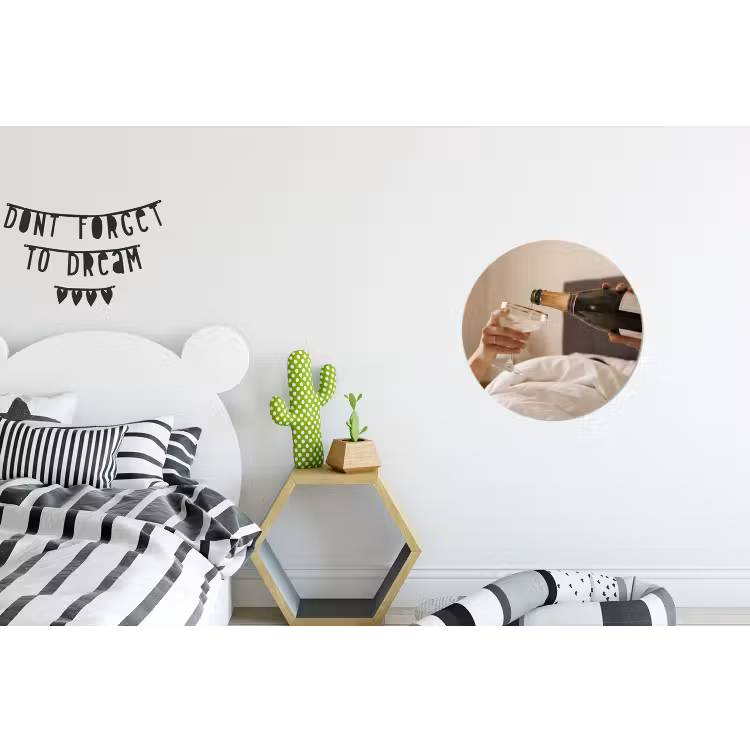 Champagne - Bed - Bubbels Wandcirkel aluminium klein -kinderkamer