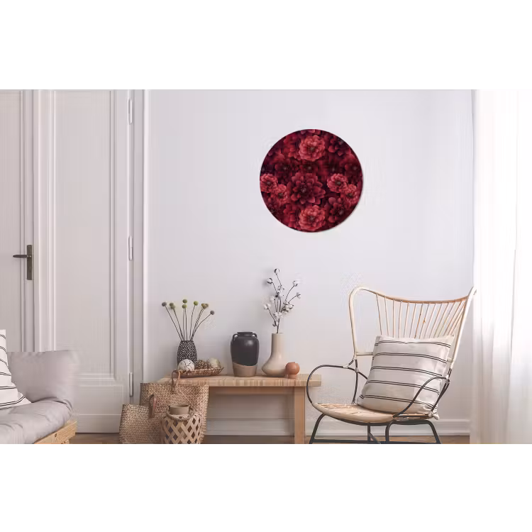 Dahlias - Bloemen - Rood Wandcirkel aluminium klein 190 -woonkamer