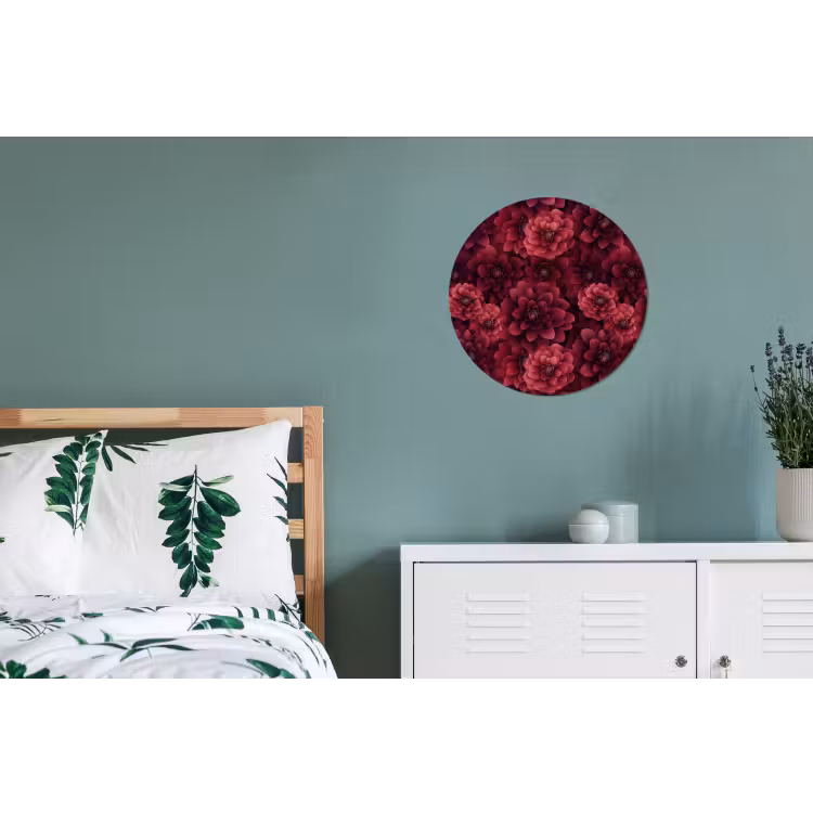 Dahlias - Bloemen - Rood Wandcirkel aluminium klein 190 -slaapkamer