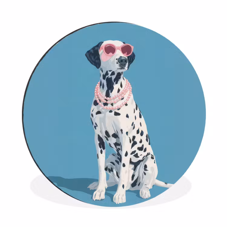 Dalmatiër - Zonnebril - Blauw Wandcirkel aluminium klein -3d