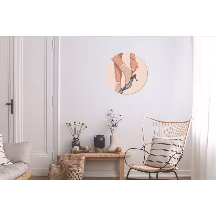 Vrouw - Schoen - Mode - Lifestyle - Groen Wandcirkel aluminium klein -woonkamer