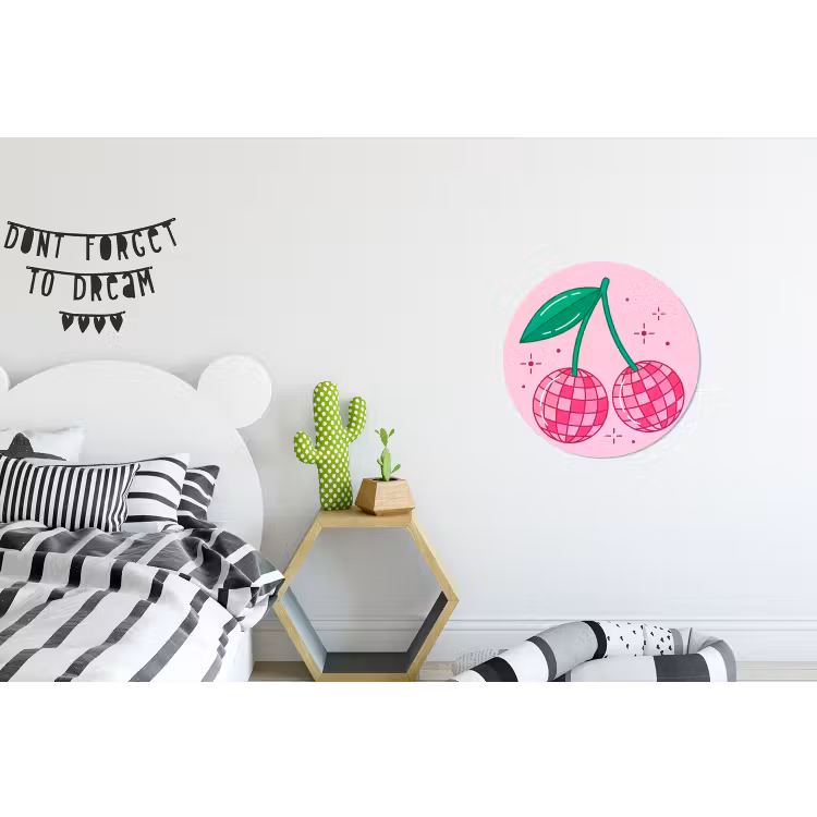 Decoratie - Disco-bal - Feest - Roze Wandcirkel aluminium klein -kinderkamer