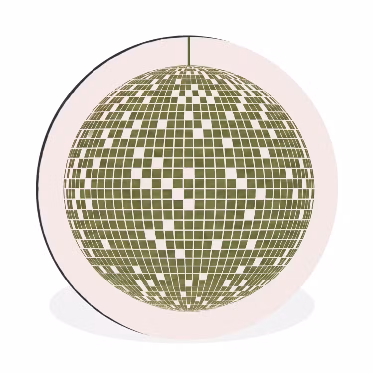 Disco - Bal - Groen - Abstract - Modern Wandcirkel aluminium klein -3d