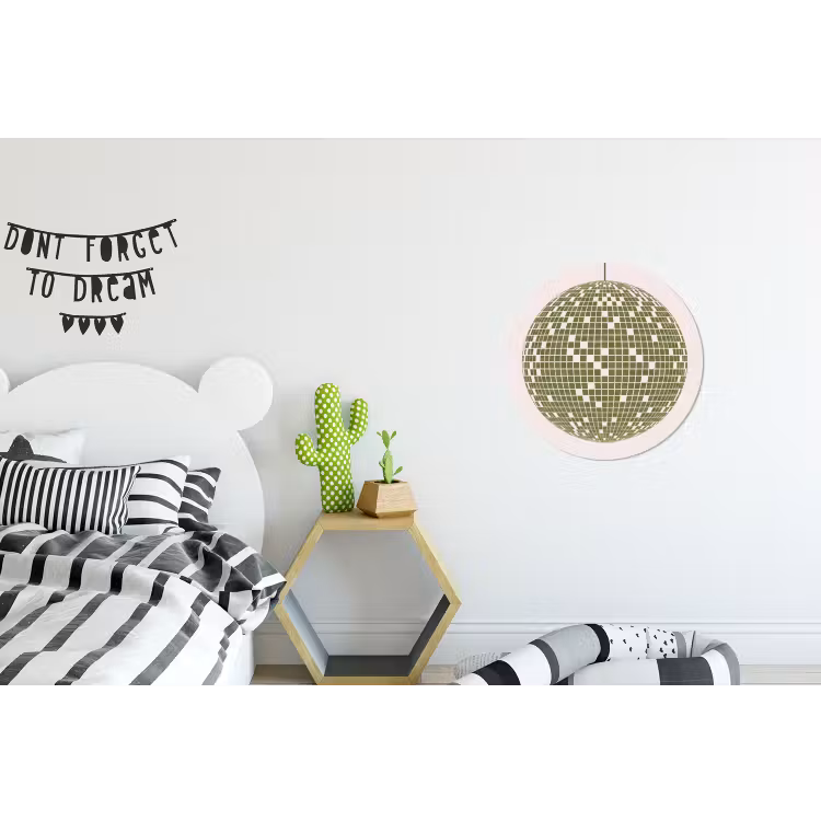 Disco - Bal - Groen - Abstract - Modern Wandcirkel aluminium klein -kinderkamer