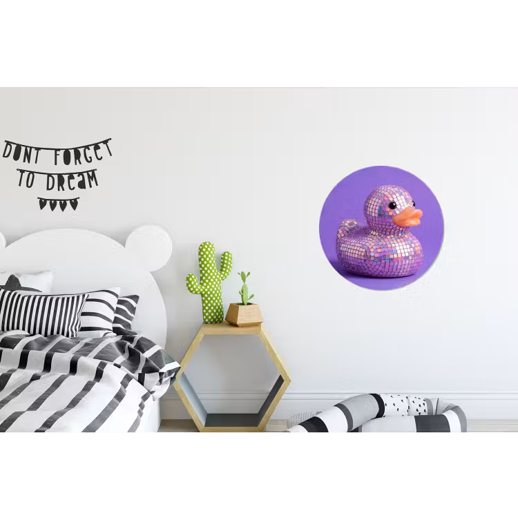 Disco - Eend - Paars Wandcirkel aluminium klein -kinderkamer