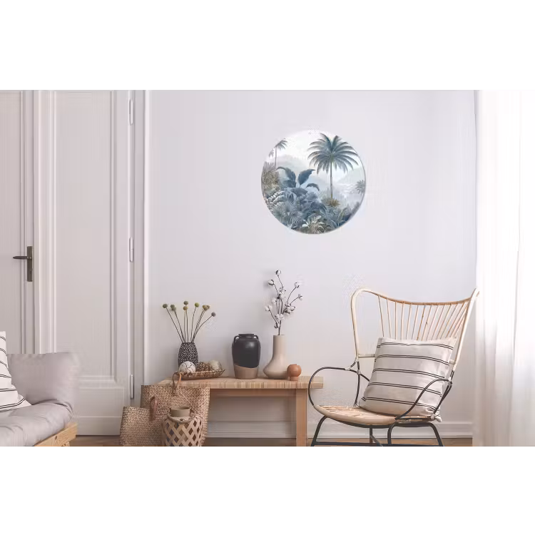 Jungle - Modern - Blauw - Groen Wandcirkel aluminium klein -woonkamer