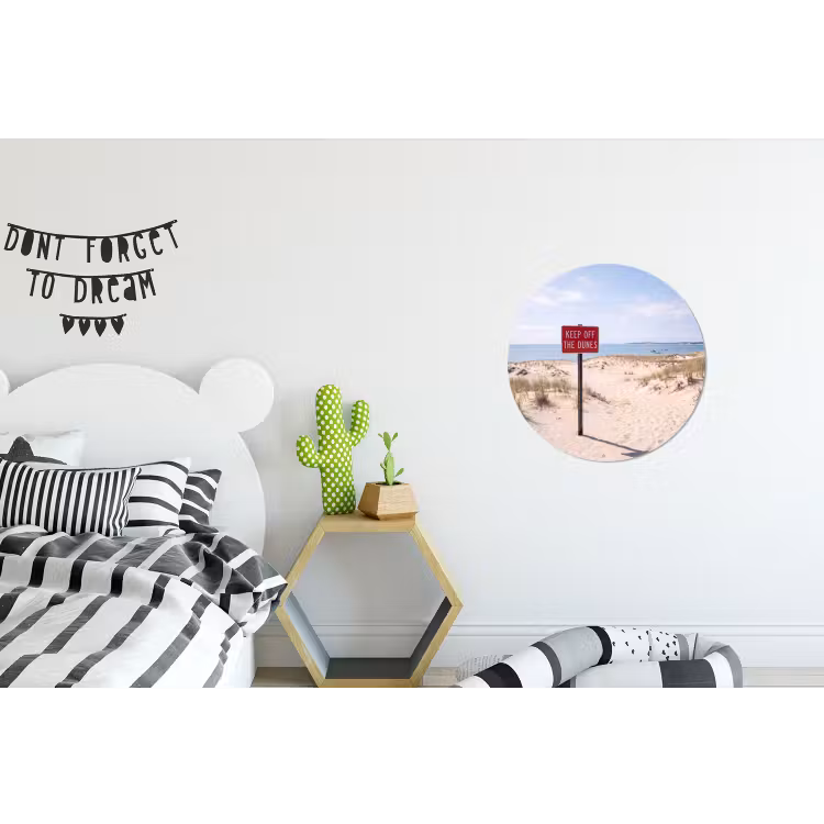 Duin - Bord - Kust - Landschap - Rood Wandcirkel aluminium klein -kinderkamer