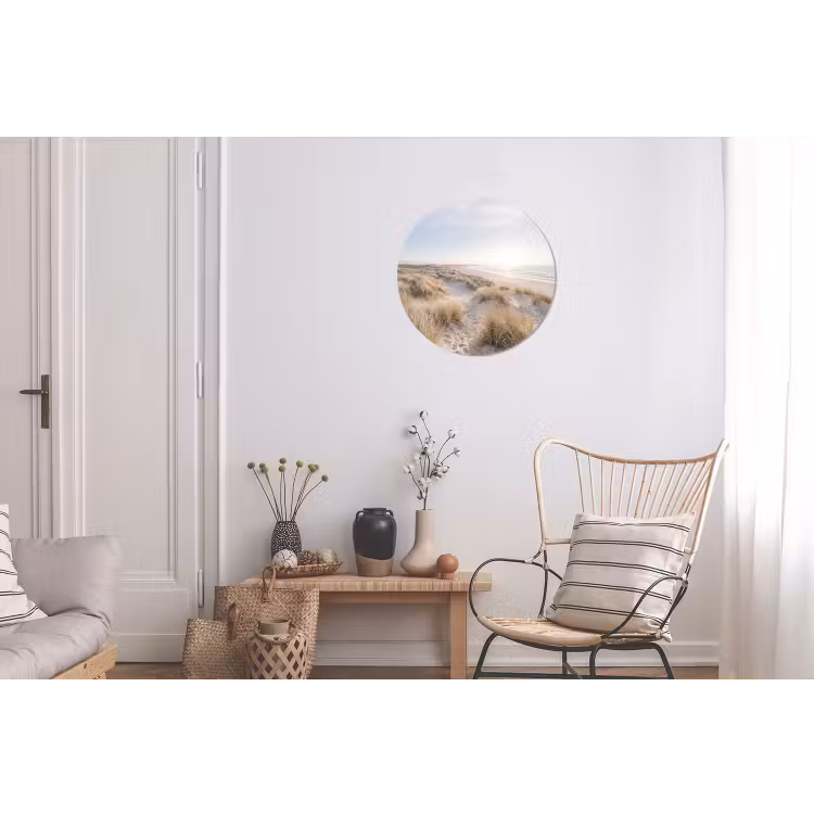 Duinen - Strand - Beige Wandcirkel aluminium klein -woonkamer