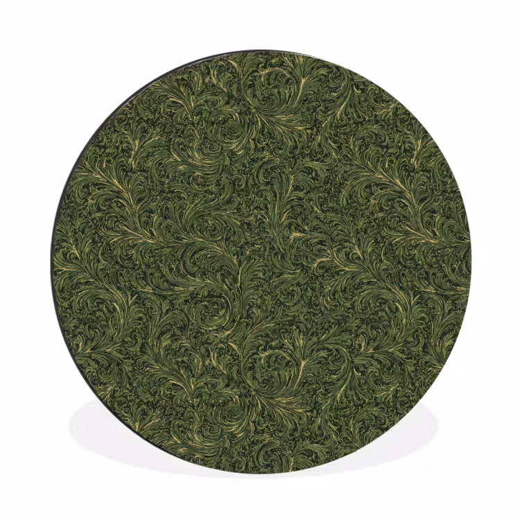Donker - Groen - Krullend - Botanisch Wandcirkel aluminium klein 190 -3d