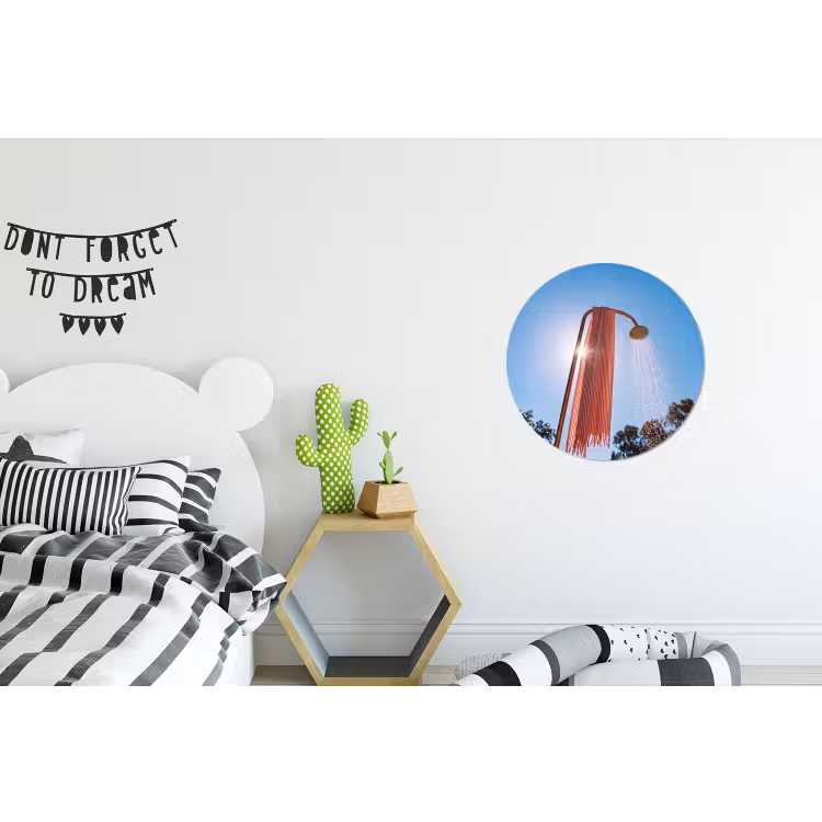 Douche - Water - Zomer - Blauw Wandcirkel aluminium klein -kinderkamer