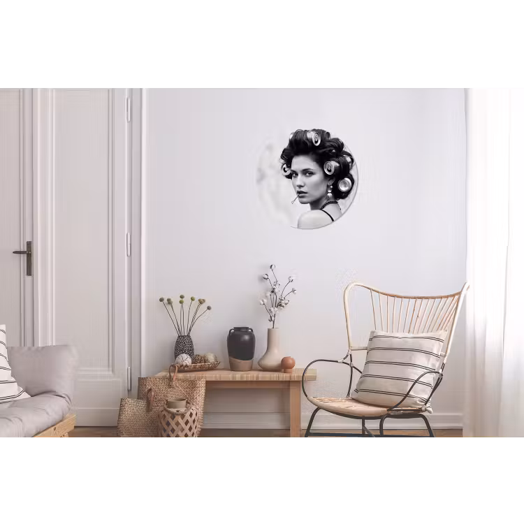 Edgy - Vrouw - Zwart - Wit Wandcirkel aluminium klein -woonkamer