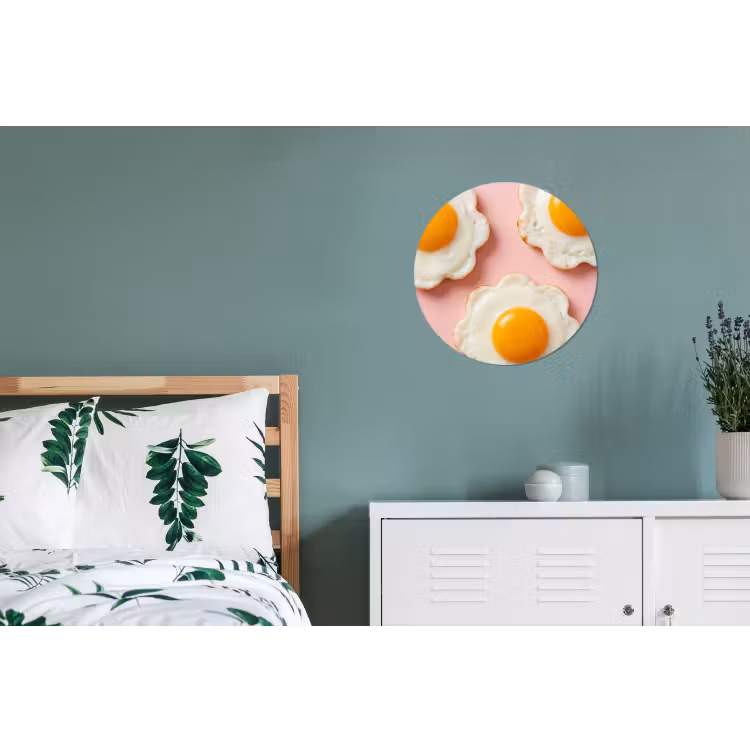 Eieren - Bloem - Roze Wandcirkel aluminium klein -slaapkamer