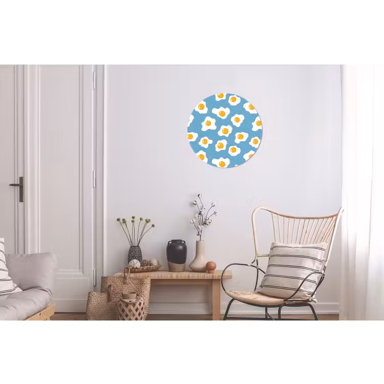 Eieren - Dooiers - Blauw Wandcirkel aluminium klein 190 -woonkamer