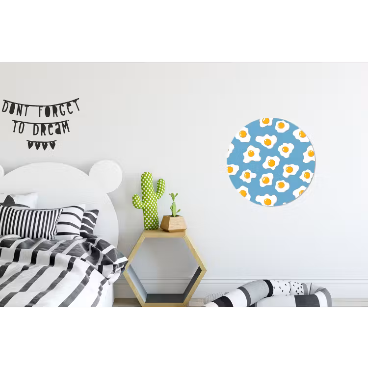 Eieren - Dooiers - Blauw Wandcirkel aluminium klein 190 -kinderkamer