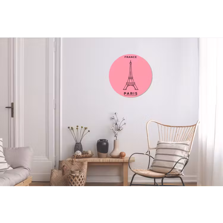Eiffeltoren - Parijs - Architectuur - Minimalistisch - Roze Wandcirkel aluminium klein -woonkamer
