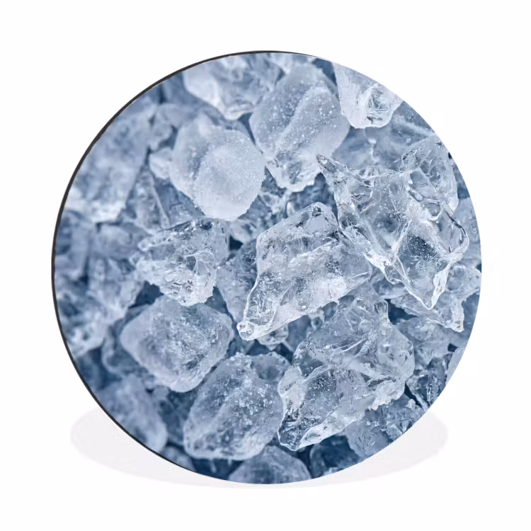 Ijsblokjes - Water - Blauw Wandcirkel aluminium klein -3d