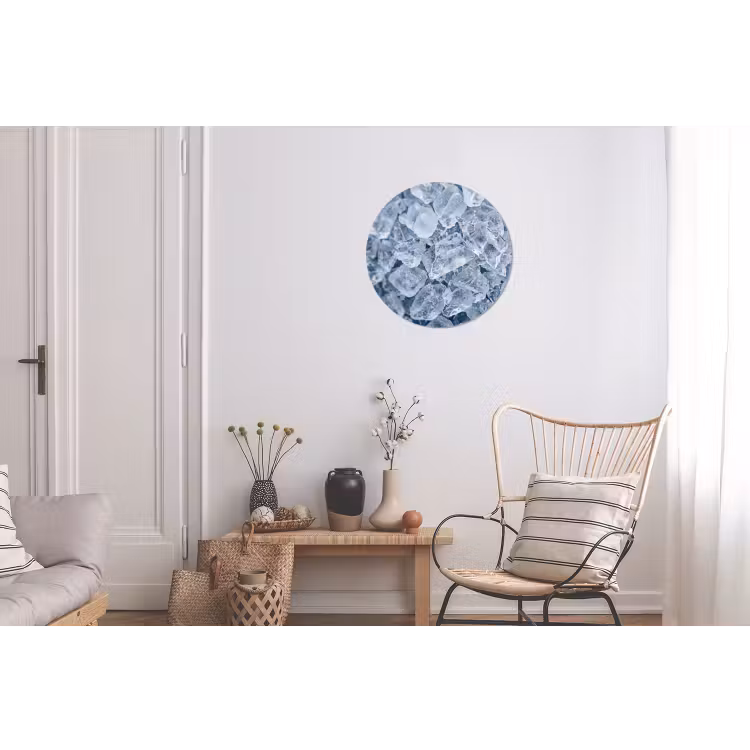 Ijsblokjes - Water - Blauw Wandcirkel aluminium klein -woonkamer