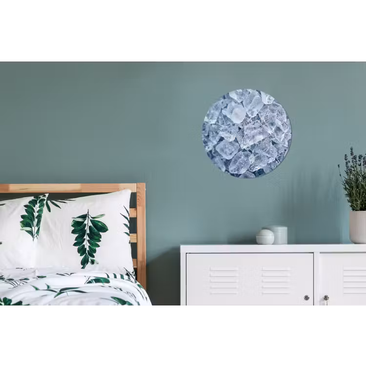 Ijsblokjes - Water - Blauw Wandcirkel aluminium klein -slaapkamer