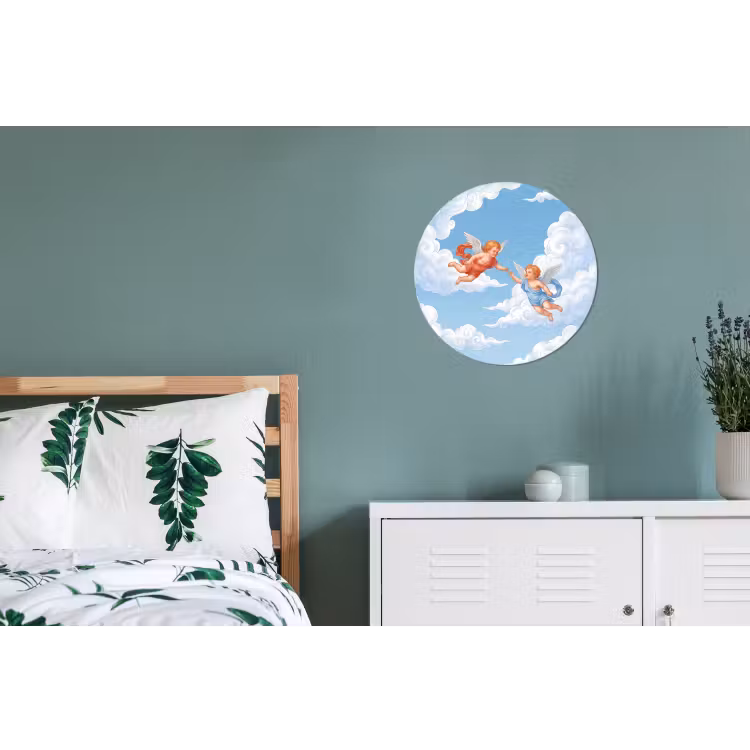 Engel - Vliegend - Klassiek - Blauw Wandcirkel aluminium klein -slaapkamer