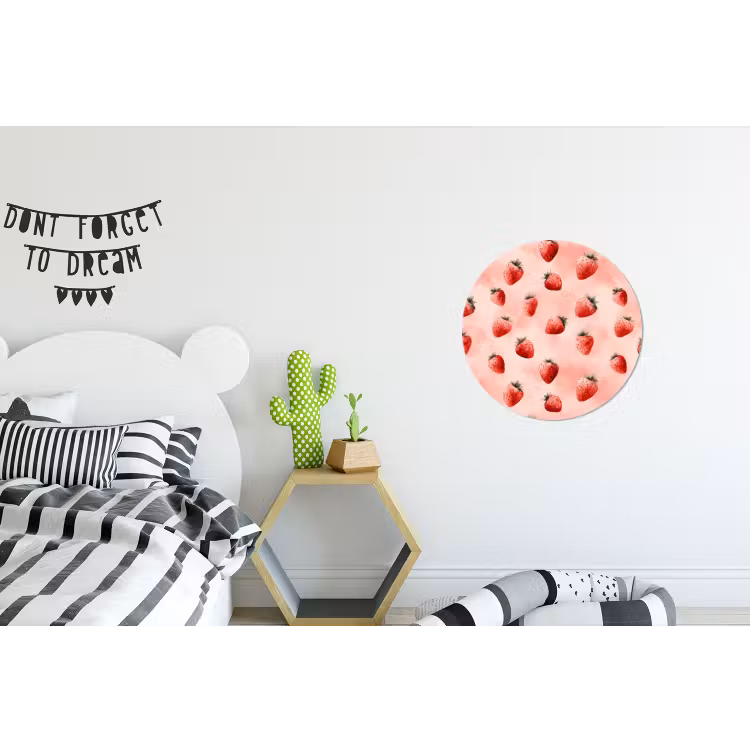 Aardbei - Patroon - Roze Wandcirkel aluminium klein 190 -kinderkamer