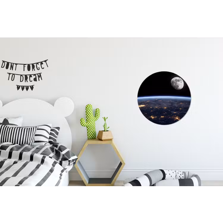 Alu-Dibond-Bild Rund - Erde – Nacht – Weltraum - Aarde - Nacht - Ruimte Wandcirkel aluminium klein