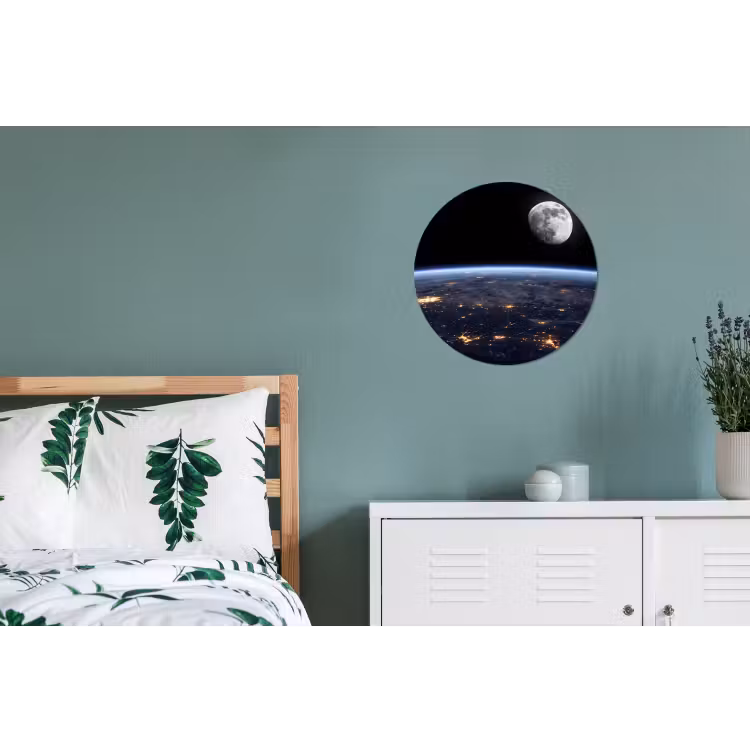 Alu-Dibond-Bild Rund - Erde – Nacht – Weltraum - Aarde - Nacht - Ruimte Wandcirkel aluminium klein