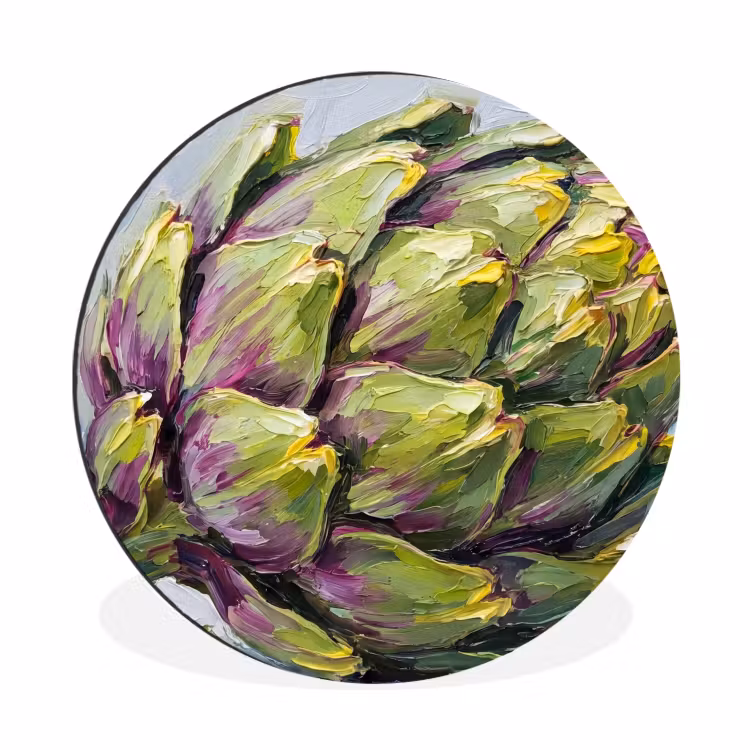 Alu-Dibond-Bild Rund - Essen – Artischocke – Modern - Eten - Artisjok - Modern Wandcirkel aluminium klein