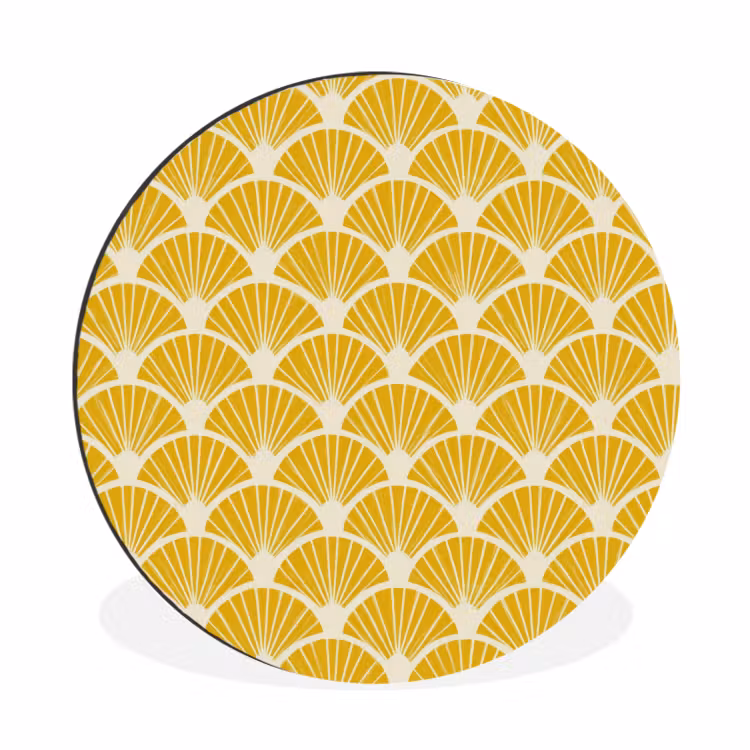 Waaiers - Art Deco - Retro - Okergeel Wandcirkel aluminium klein 190 -3d