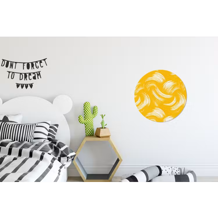 Verfstreken - Abstract - Dynamisch - Geel Wandcirkel aluminium klein 190 -kinderkamer
