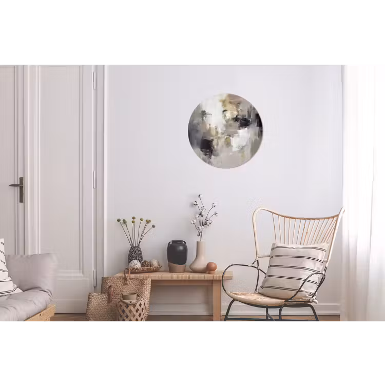 Kleurenpalet - Penseelstreken - Beige - Nevelig Wandcirkel aluminium klein -woonkamer