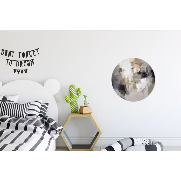 Kleurenpalet - Penseelstreken - Beige - Nevelig Wandcirkel aluminium klein -kinderkamer