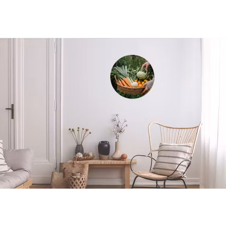 Veld - Groenten - Biologisch - Oogst Wandcirkel aluminium klein -woonkamer