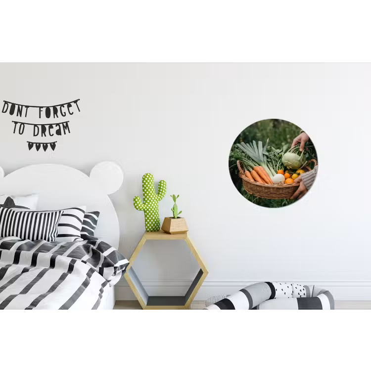 Veld - Groenten - Biologisch - Oogst Wandcirkel aluminium klein -kinderkamer