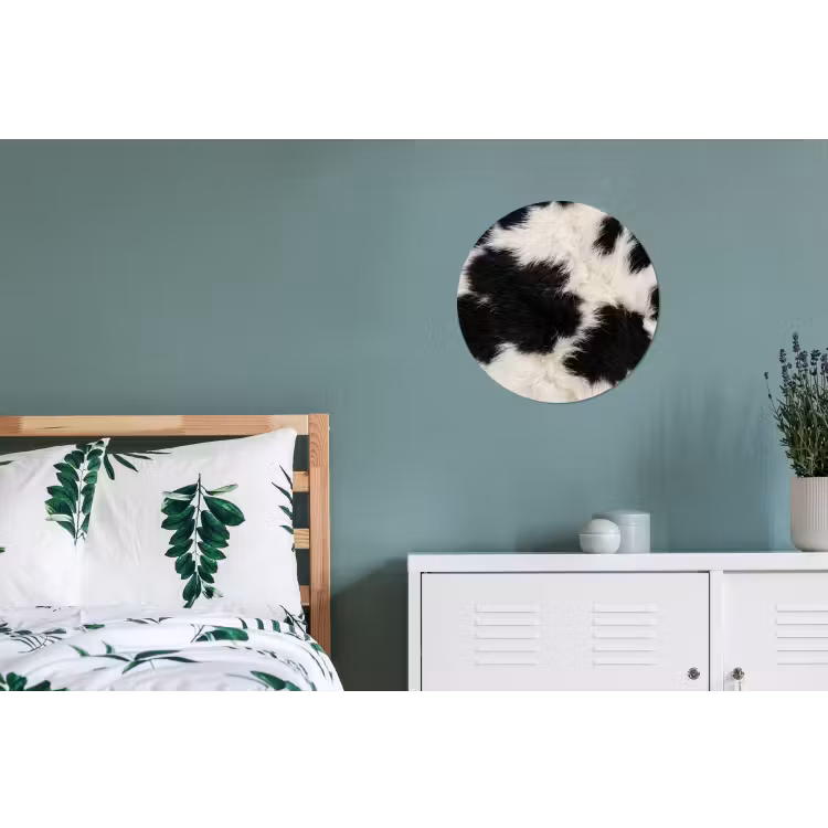 Bont - Textuur - Zwart - Wit Wandcirkel aluminium klein -slaapkamer