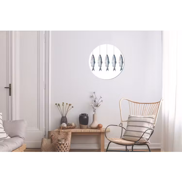 Vissen - Illustratie - Delfts - Blauw Wandcirkel aluminium klein -woonkamer