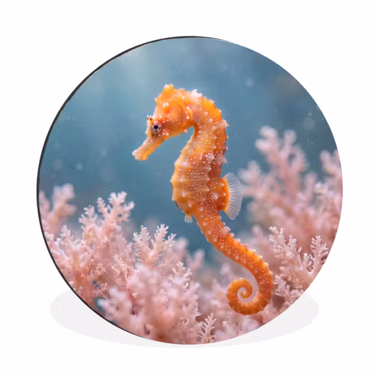 Vis - Koraal - Oceaan - Macro - Oranje Wandcirkel aluminium klein -3d