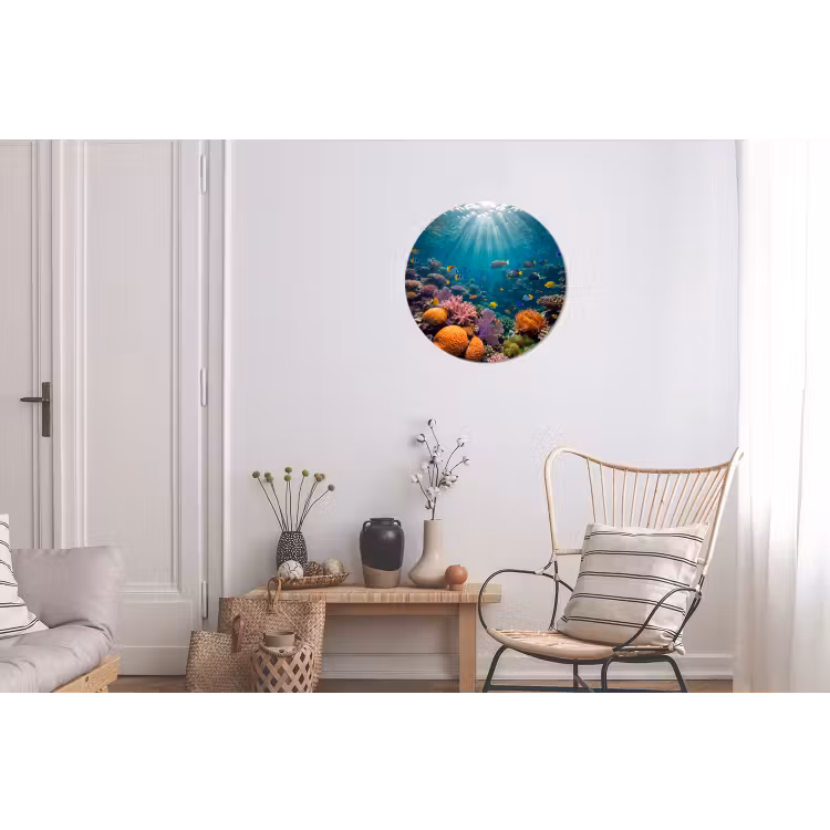Vis - Koraal - Oceaan - Natuur - Kleurrijk Wandcirkel aluminium klein -woonkamer