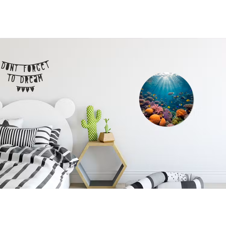 Vis - Koraal - Oceaan - Natuur - Kleurrijk Wandcirkel aluminium klein -kinderkamer