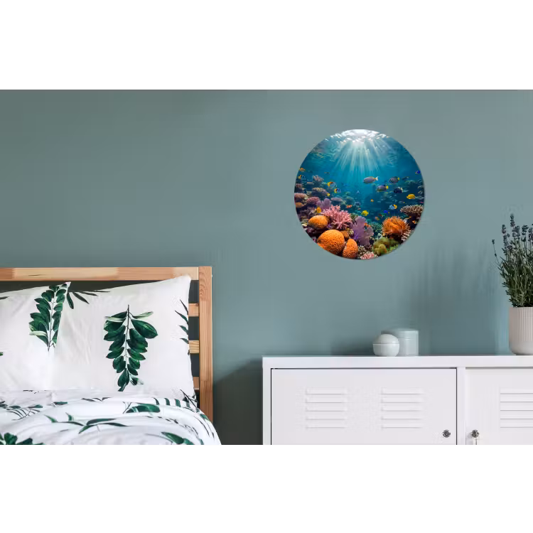 Vis - Koraal - Oceaan - Natuur - Kleurrijk Wandcirkel aluminium klein -slaapkamer
