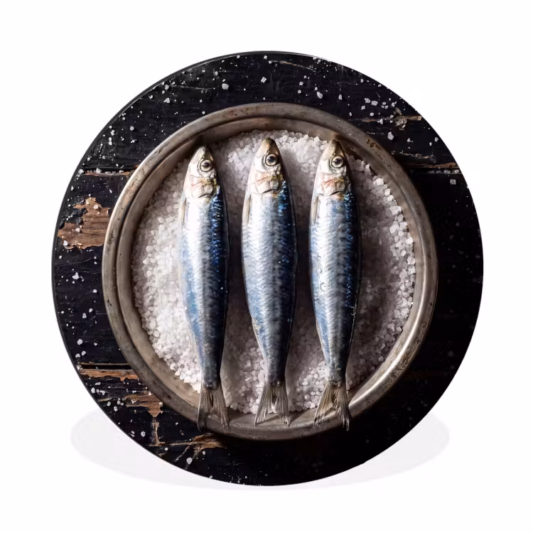 Alu-Dibond-Bild Rund - Fisch – Salz – Essen - Vis - Zout - Eten Wandcirkel aluminium klein