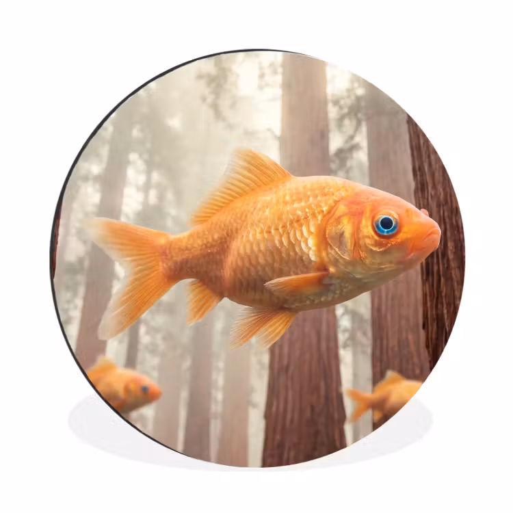 Alu-Dibond-Bild Rund - Fisch – Wald – Fantasie - Vis - Bos - Fantasie Wandcirkel aluminium klein