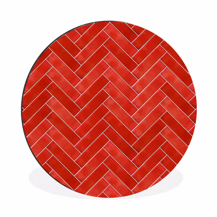 Visgraat - Tegel - Rood Wandcirkel aluminium klein 190 -3d