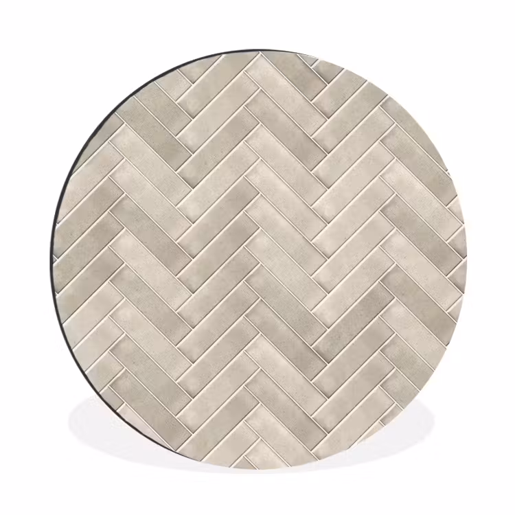 Visgraat - Wandtegel - Beige Wandcirkel aluminium klein 190 -3d