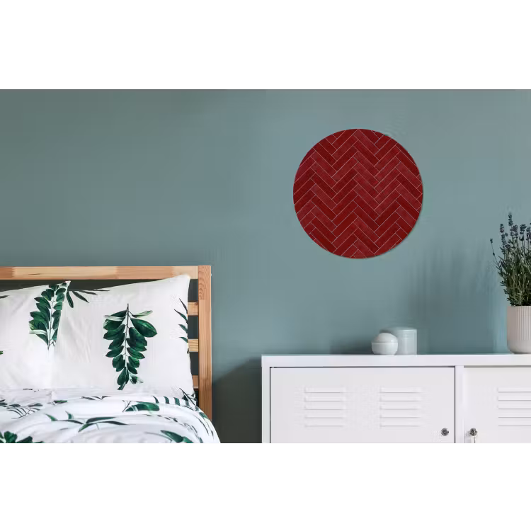 Visgraat - Wandtegel - Bordeaux - Rood Wandcirkel aluminium klein 190 -slaapkamer