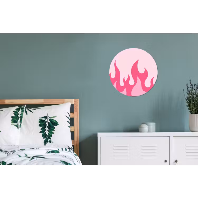 Vlammen - Patroon - Abstract - Modern - Roze Wandcirkel aluminium klein -slaapkamer